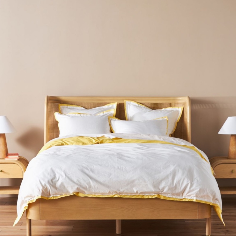 Duvet + pillow covers Tipped contrast percale duvet cover‎ Yellow & White